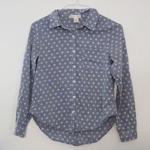 Band of Gypsies Polka Dot Open Back Chambray Top